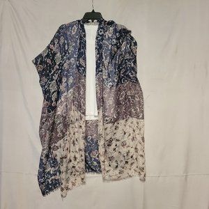 Maurices multi-patterned open front scarf duster / kimono